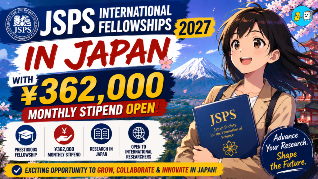 JSPS International Fellowships 2027 in Japan with ¥362,000 Monthly Stipend Open 2 JSPS International Fellowships 2027 in Japan with ¥362,000 Monthly Stipend Open (1)