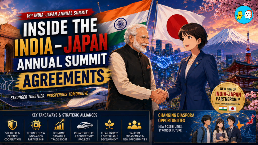 Homepage 6 Discover the key takeaways from the 16th India-Japan Annual Summit, covering 16 landmark MoUs across defence, AI, energy, and tech.